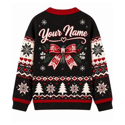 Chaotic Club Custom Holiday Coquette Ribbon Bow Cardigan