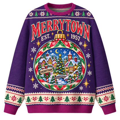 Chaotic Club Custom Holiday Snowglobe Town Ugly Sweatshirt