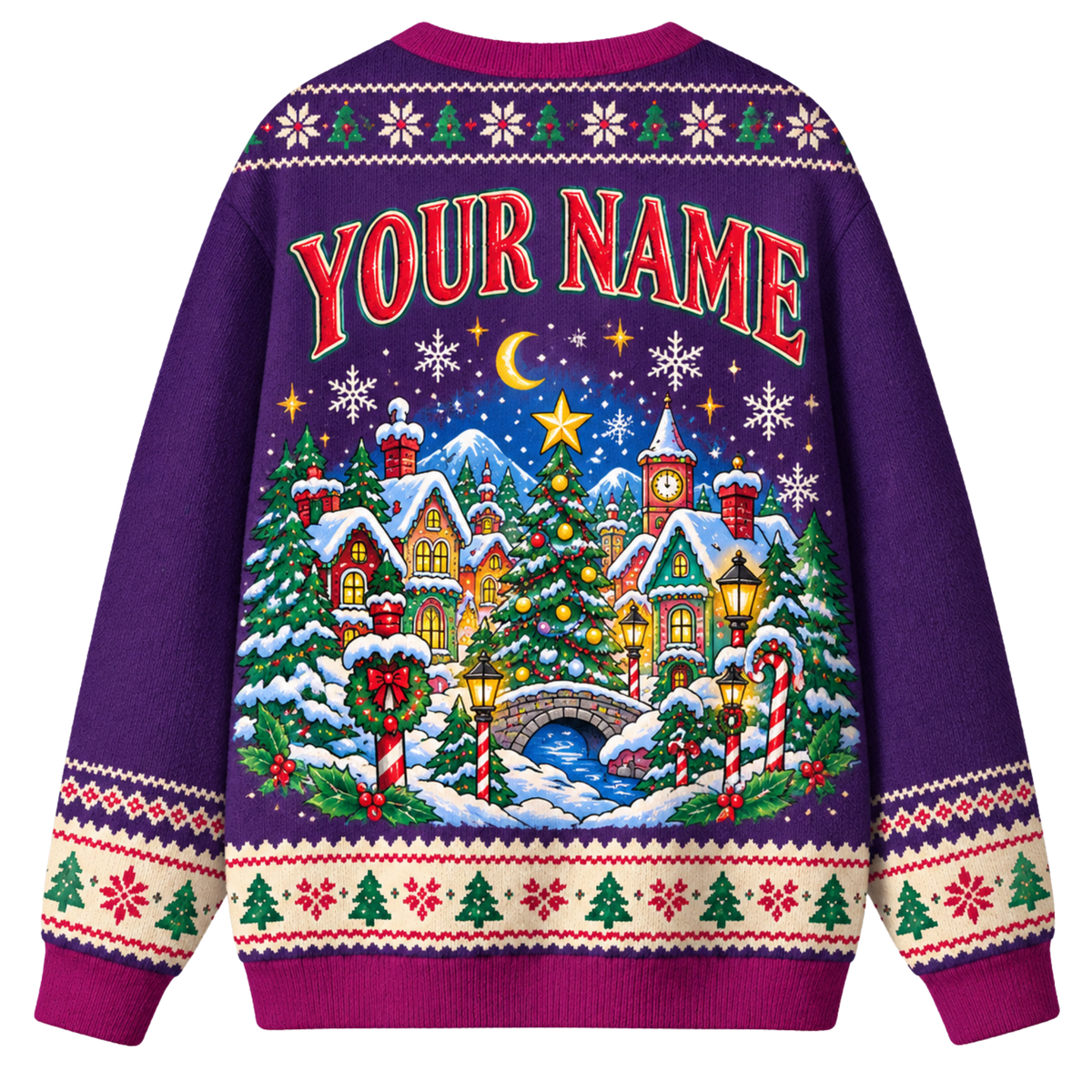 Chaotic Club Custom Holiday Snowglobe Town Ugly Sweatshirt
