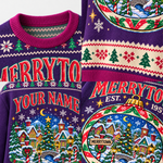 Chaotic Club Custom Holiday Snowglobe Town Ugly Sweatshirt