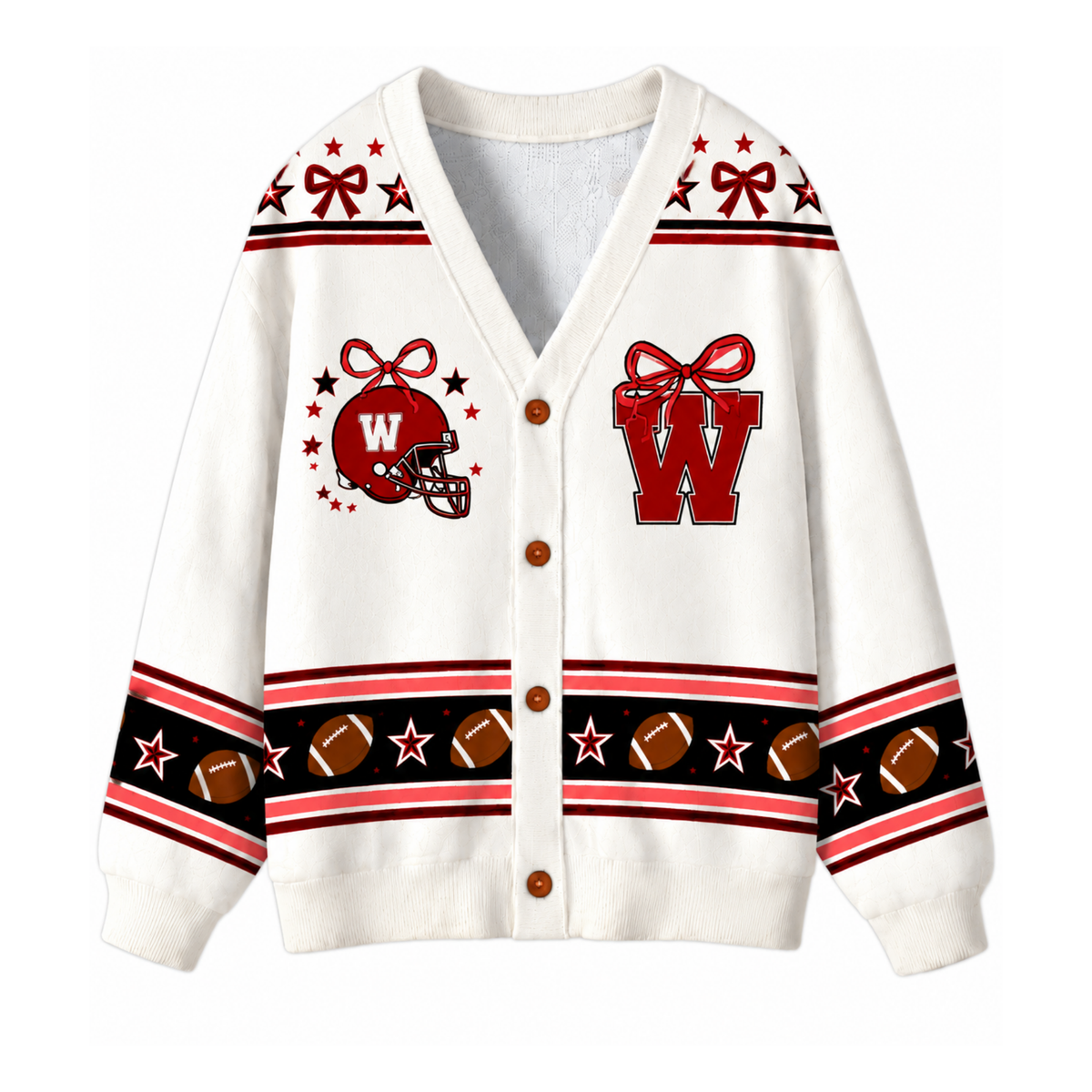 Chaotic Club Custom Mascot Beaded Charm Bow Cardigan