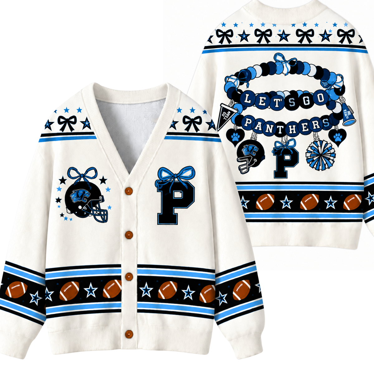 Chaotic Club Custom Mascot Beaded Charm Bow Cardigan