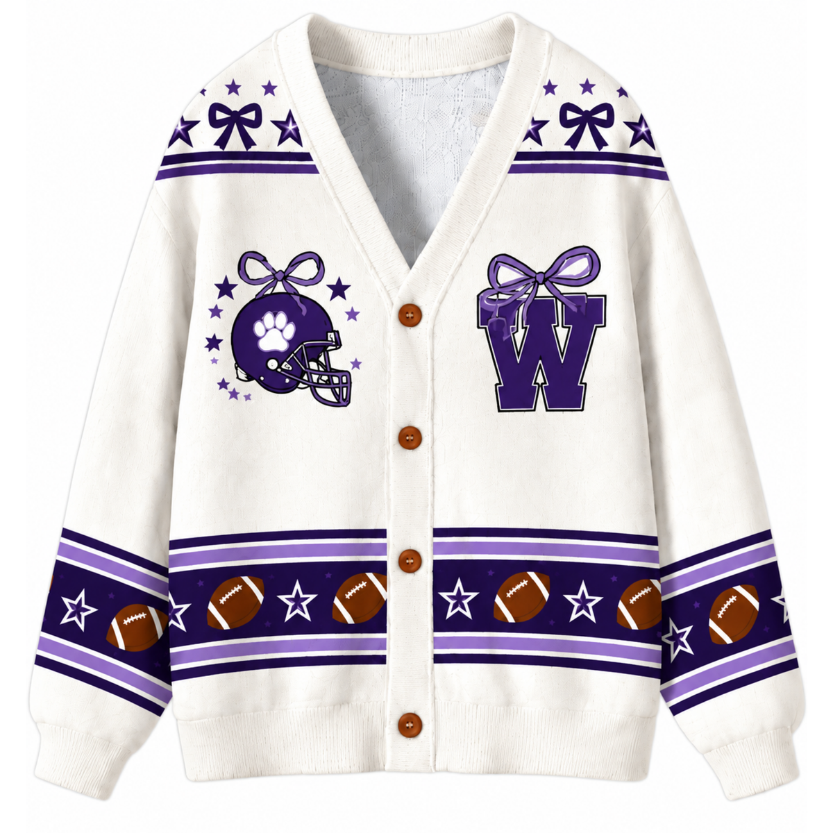 Chaotic Club Custom Mascot Beaded Charm Bow Cardigan