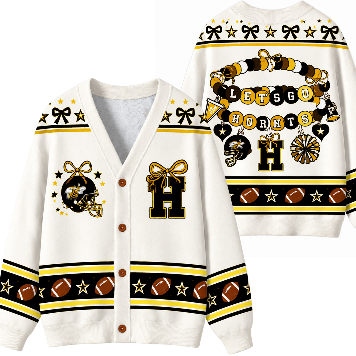 Chaotic Club Custom Mascot Beaded Charm Bow Cardigan