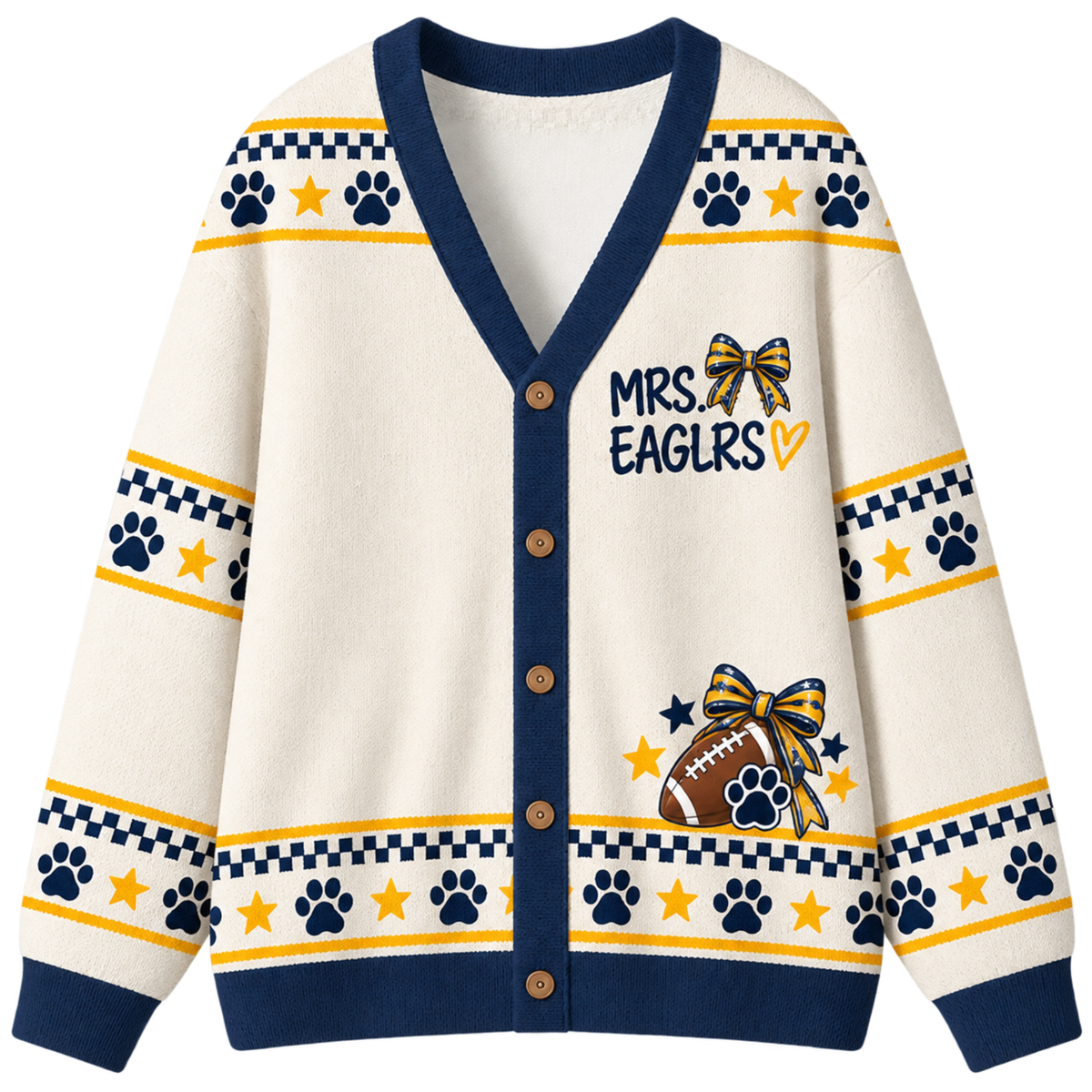 Chaotic Club Custom Mascot Cheer Bow Game Day Cardigan