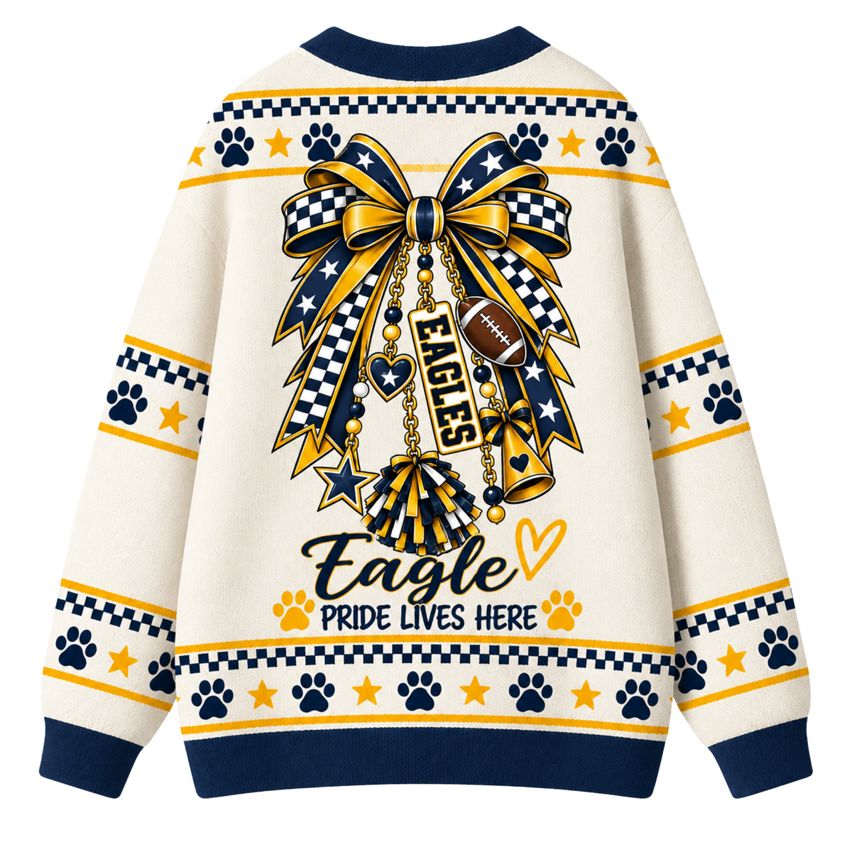 Chaotic Club Custom Mascot Cheer Bow Game Day Cardigan