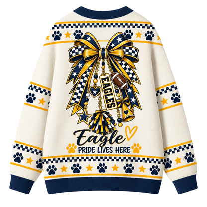 Chaotic Club Custom Mascot Cheer Bow Game Day Cardigan
