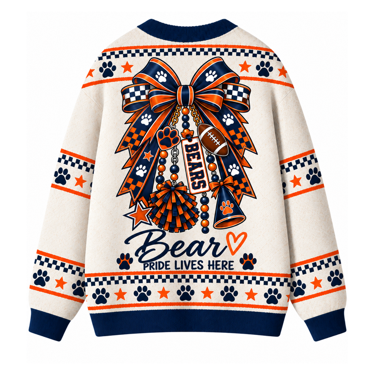 Chaotic Club Custom Mascot Cheer Bow Game Day Cardigan