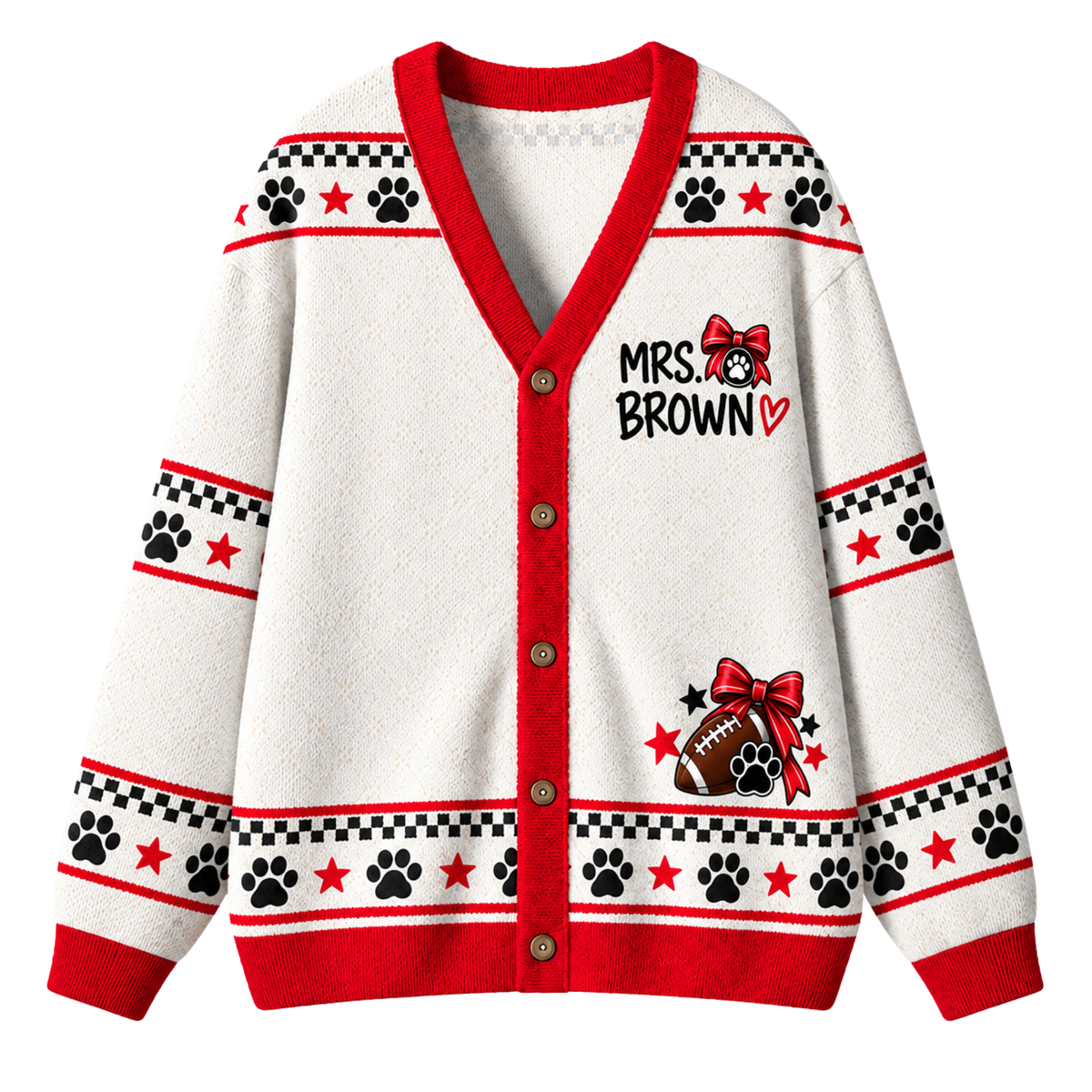 Chaotic Club Custom Mascot Cheer Bow Game Day Cardigan