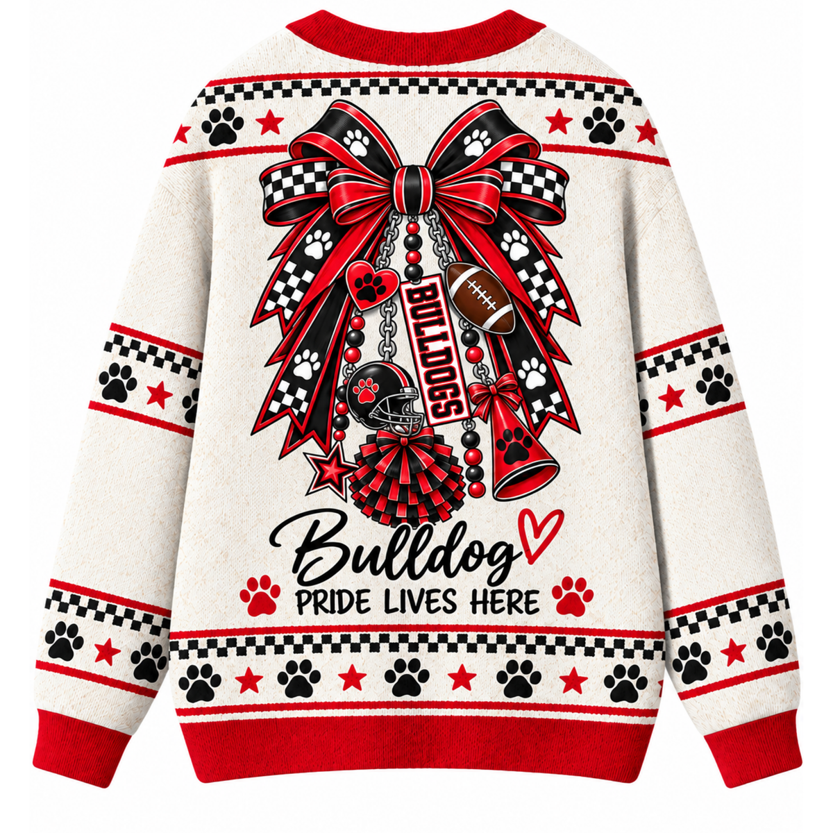 Chaotic Club Custom Mascot Cheer Bow Game Day Cardigan
