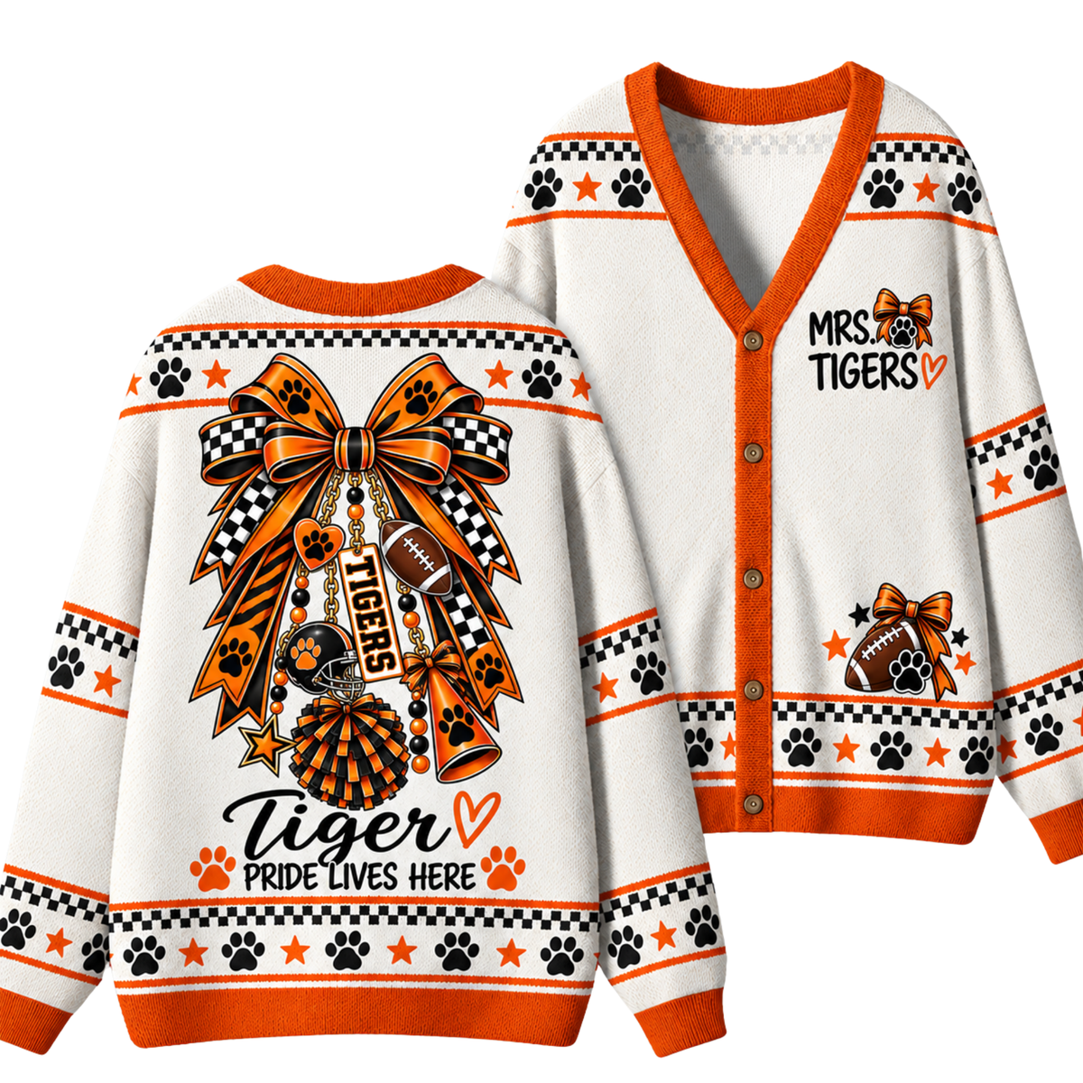 Chaotic Club Custom Mascot Cheer Bow Game Day Cardigan