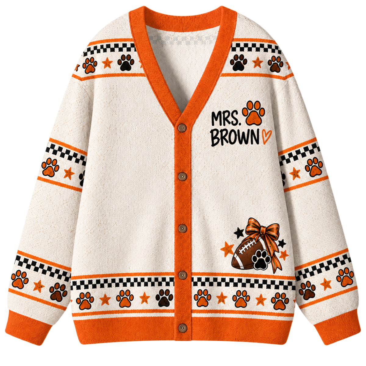 Chaotic Club Custom Mascot Cheer Bow Game Day Cardigan