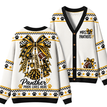 Chaotic Club Custom Mascot Cheer Bow Game Day Cardigan