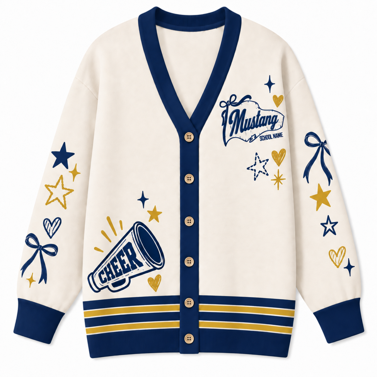 Chaotic Club Custom Mascot Cheer Bow Knit Cardigan