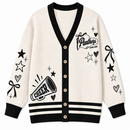 Chaotic Club Custom Mascot Cheer Bow Knit Cardigan