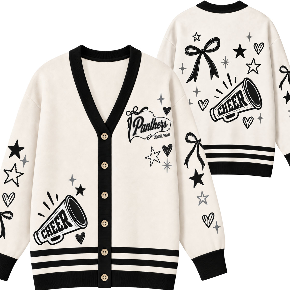 Chaotic Club Custom Mascot Cheer Bow Knit Cardigan