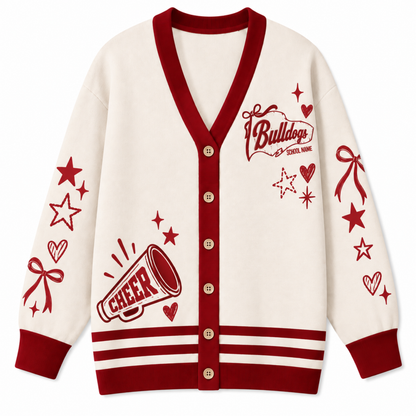 Chaotic Club Custom Mascot Cheer Bow Knit Cardigan