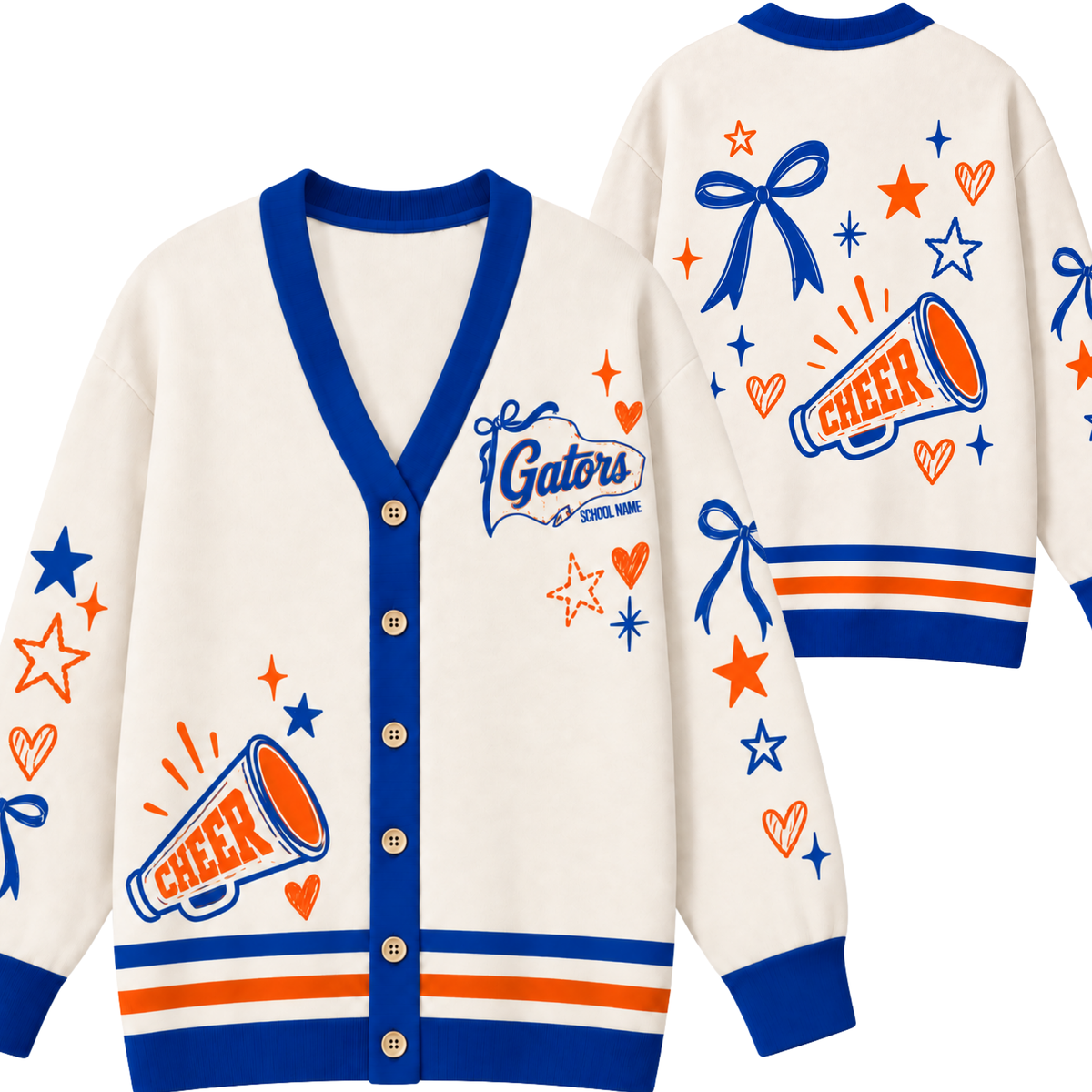 Chaotic Club Custom Mascot Cheer Bow Knit Cardigan