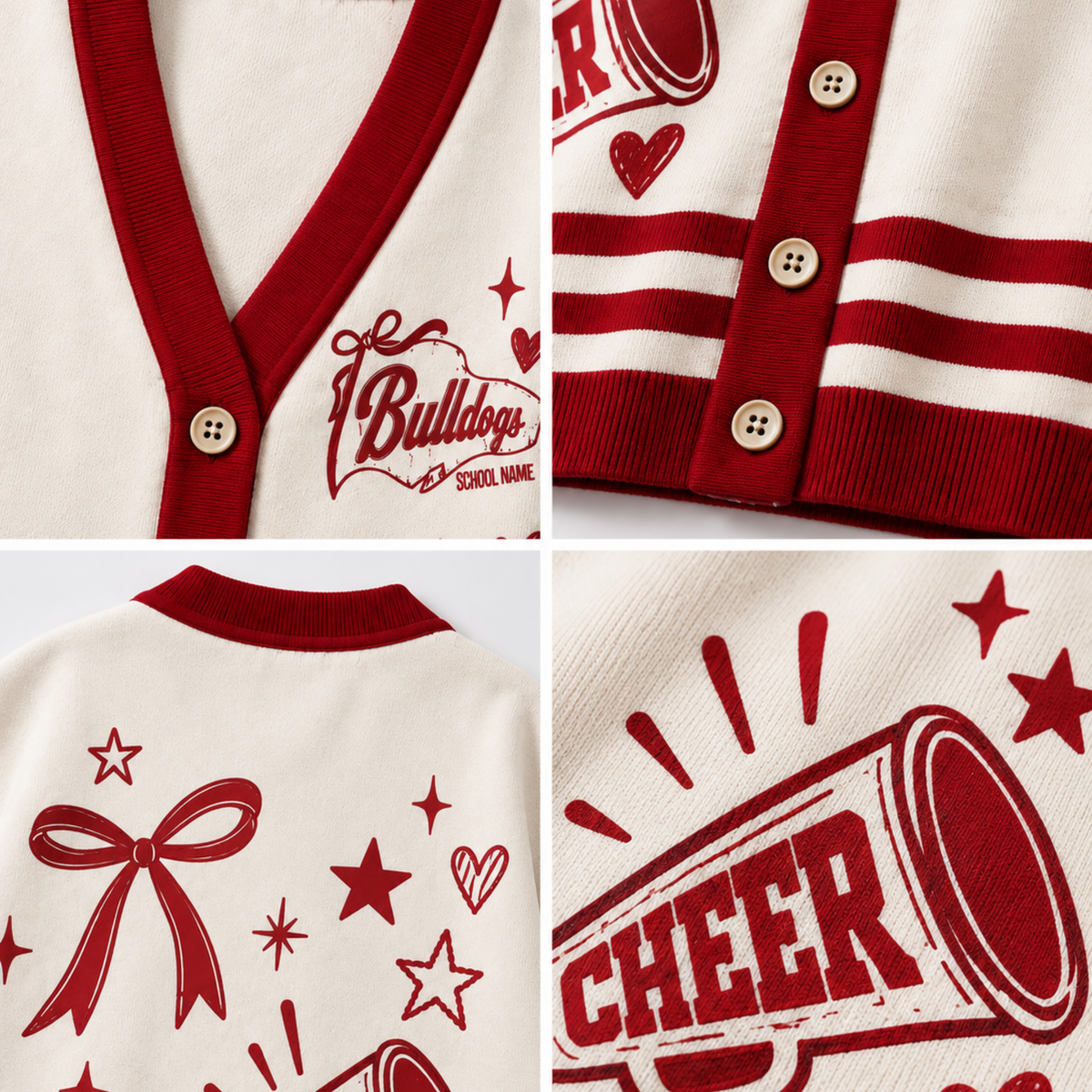 Chaotic Club Custom Mascot Cheer Bow Knit Cardigan