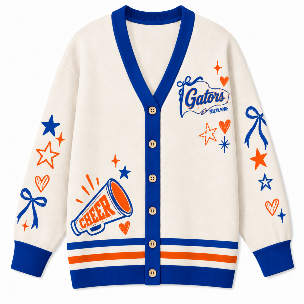 Chaotic Club Custom Mascot Cheer Bow Knit Cardigan