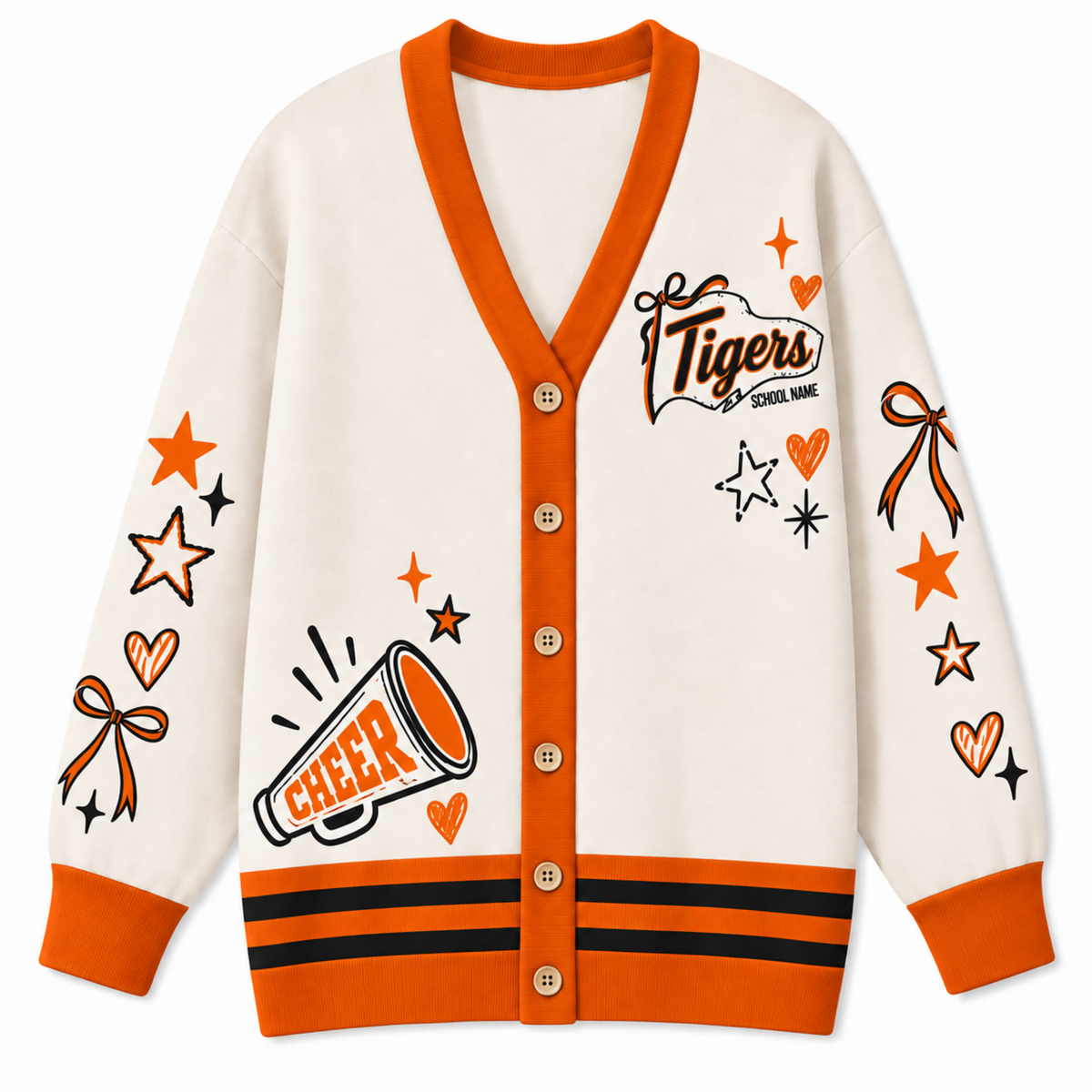 Chaotic Club Custom Mascot Cheer Bow Knit Cardigan