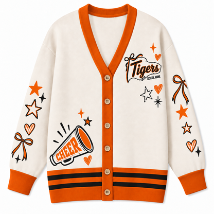Chaotic Club Custom Mascot Cheer Bow Knit Cardigan