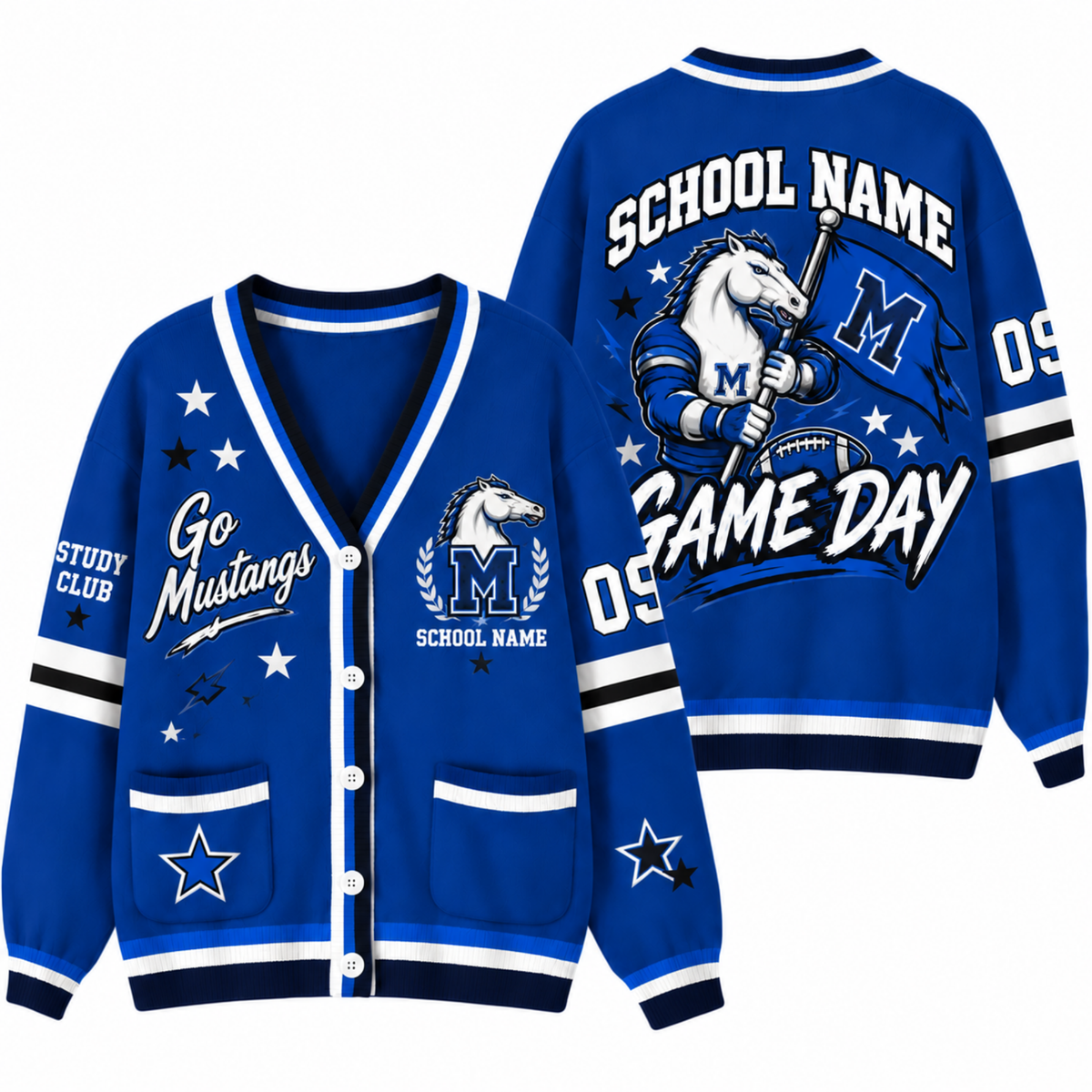 Chaotic Club Custom Mascot Game Day Crest Pocket Cardigan