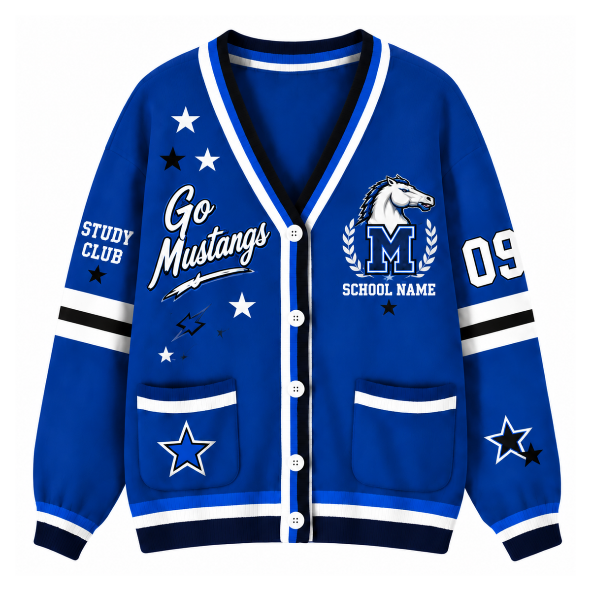 Chaotic Club Custom Mascot Game Day Crest Pocket Cardigan