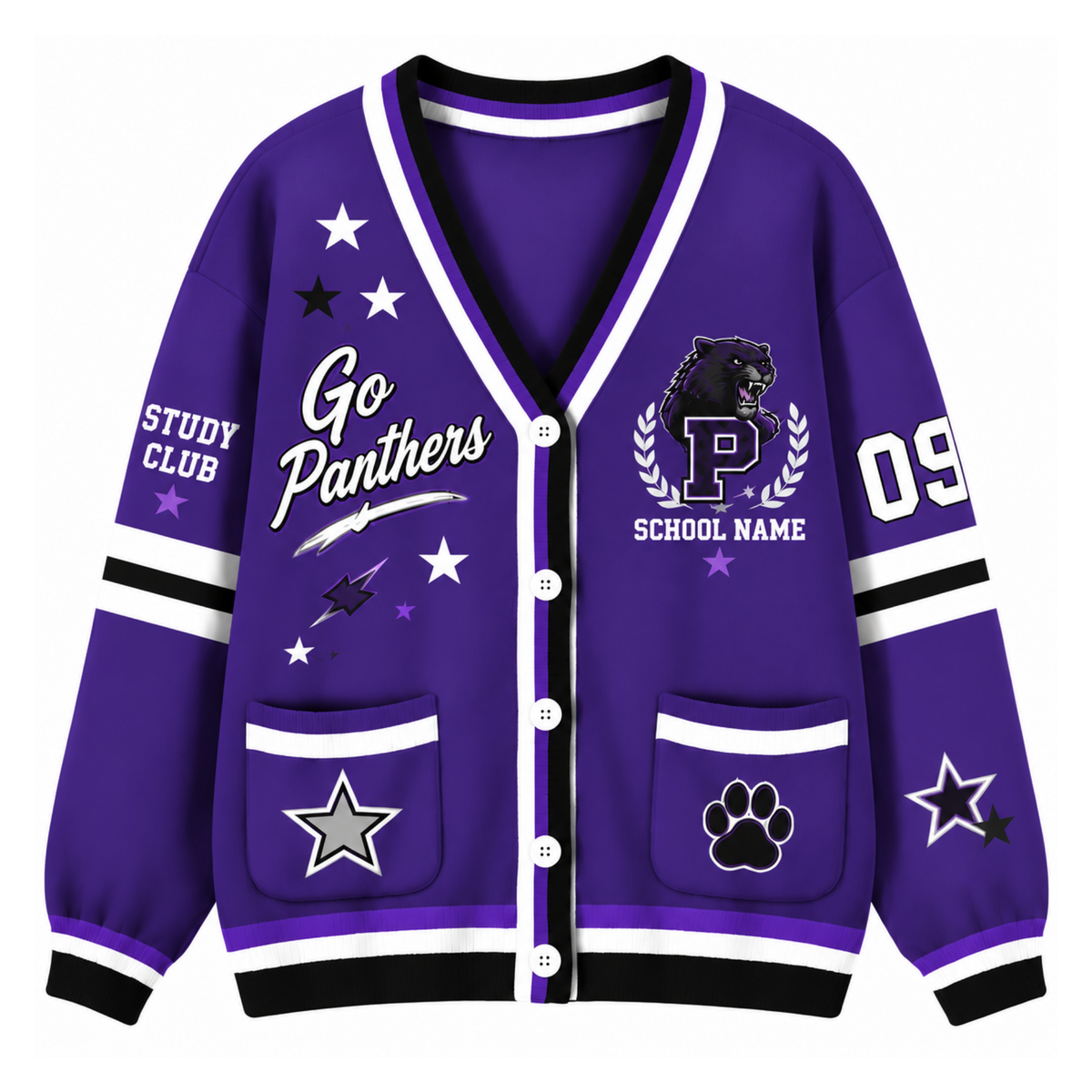 Chaotic Club Custom Mascot Game Day Crest Pocket Cardigan