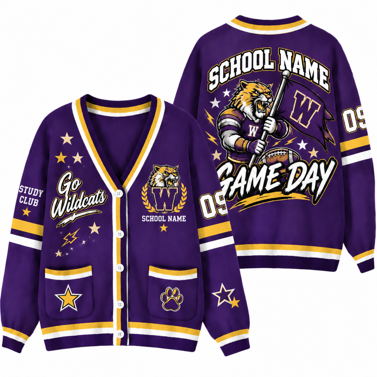 Chaotic Club Custom Mascot Game Day Crest Pocket Cardigan