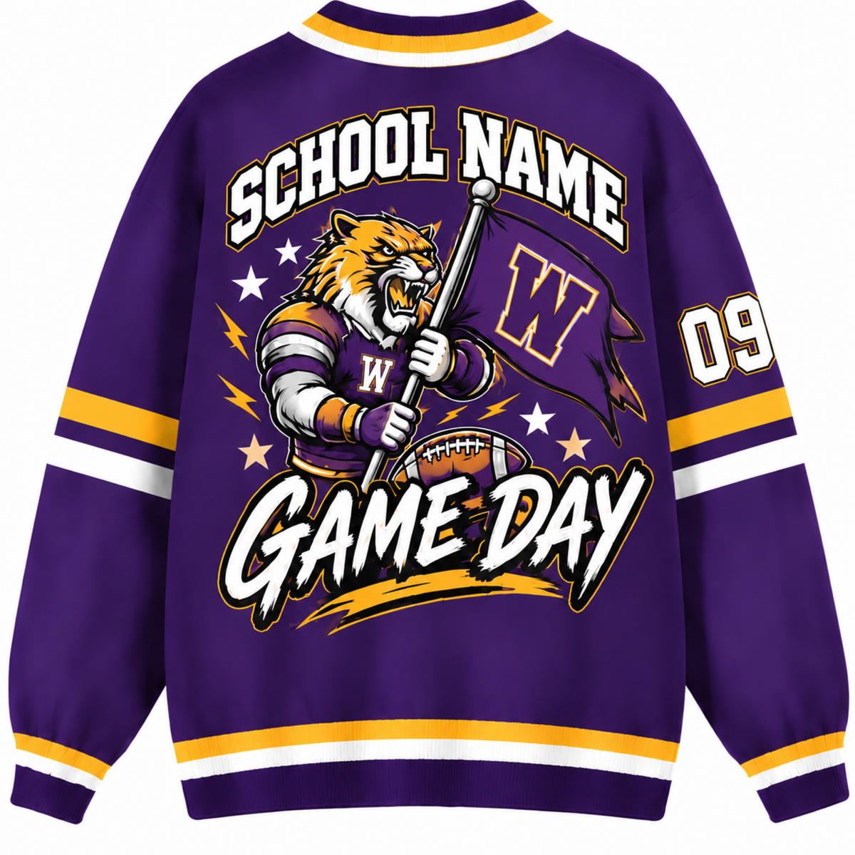 Chaotic Club Custom Mascot Game Day Crest Pocket Cardigan