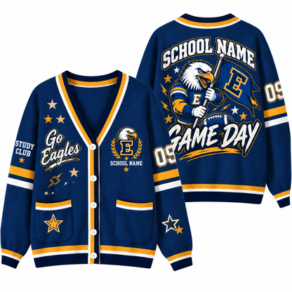 Chaotic Club Custom Mascot Game Day Crest Pocket Cardigan