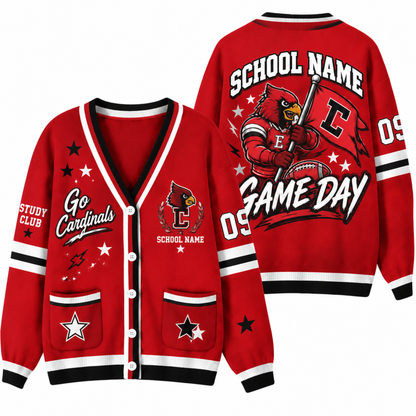 Chaotic Club Custom Mascot Game Day Crest Pocket Cardigan