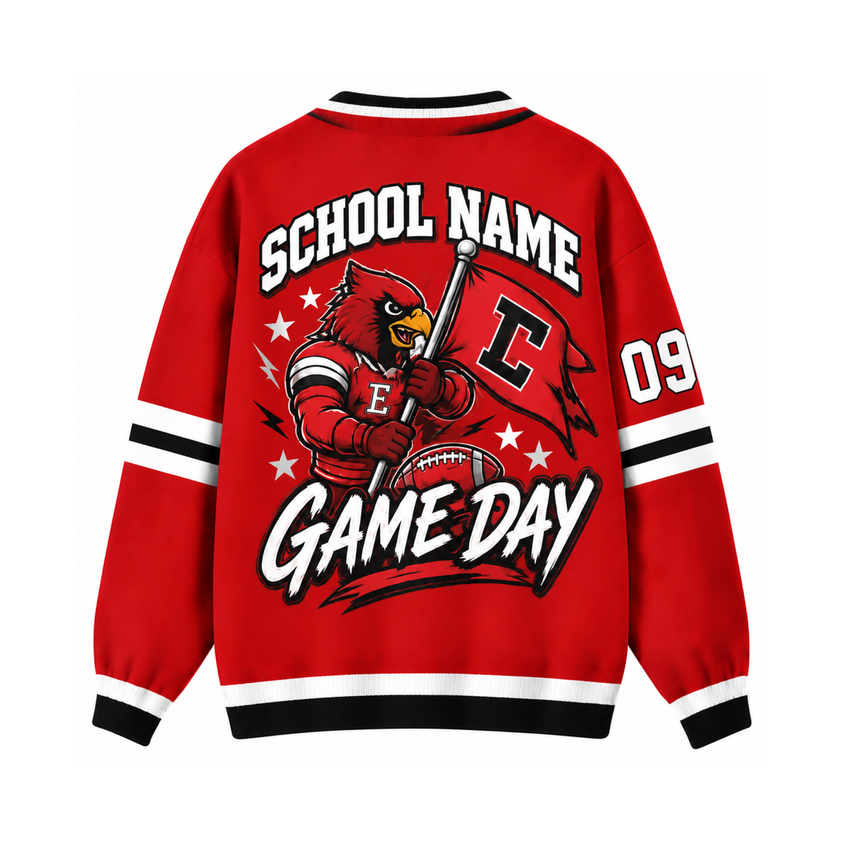 Chaotic Club Custom Mascot Game Day Crest Pocket Cardigan