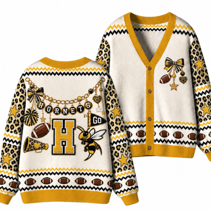 Chaotic Club Custom Mascot Leopard Charm Game Day Cardigan