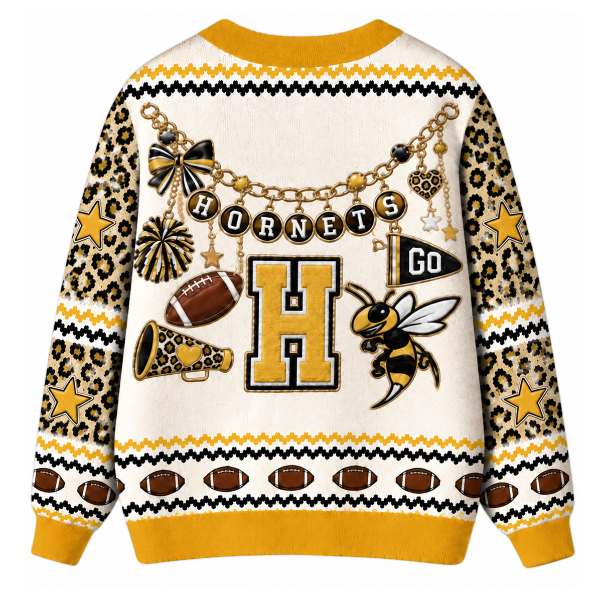 Chaotic Club Custom Mascot Leopard Charm Game Day Cardigan