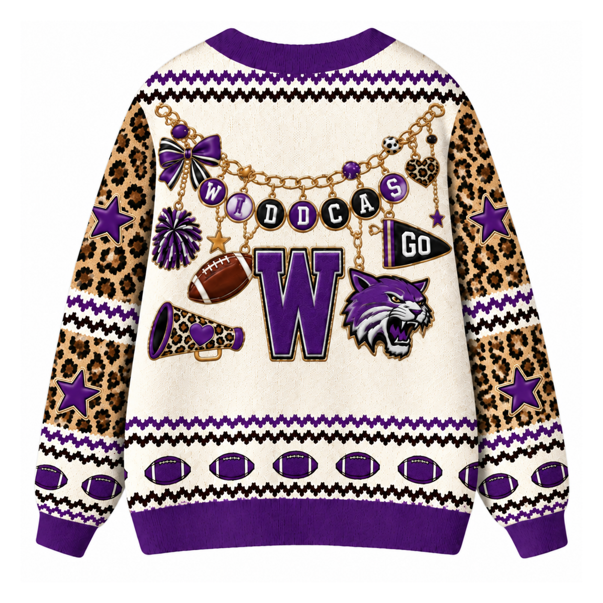 Chaotic Club Custom Mascot Leopard Charm Game Day Cardigan