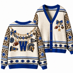 Chaotic Club Custom Mascot Leopard Charm Game Day Cardigan