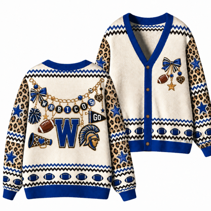 Chaotic Club Custom Mascot Leopard Charm Game Day Cardigan