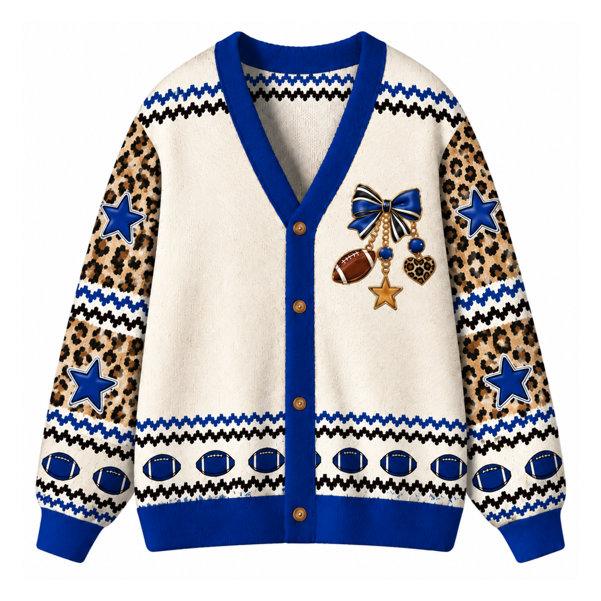 Chaotic Club Custom Mascot Leopard Charm Game Day Cardigan