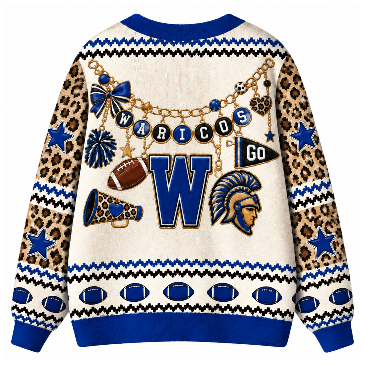 Chaotic Club Custom Mascot Leopard Charm Game Day Cardigan