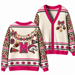 Chaotic Club Custom Mascot Leopard Charm Game Day Cardigan