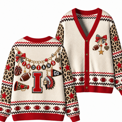 Chaotic Club Custom Mascot Leopard Charm Game Day Cardigan