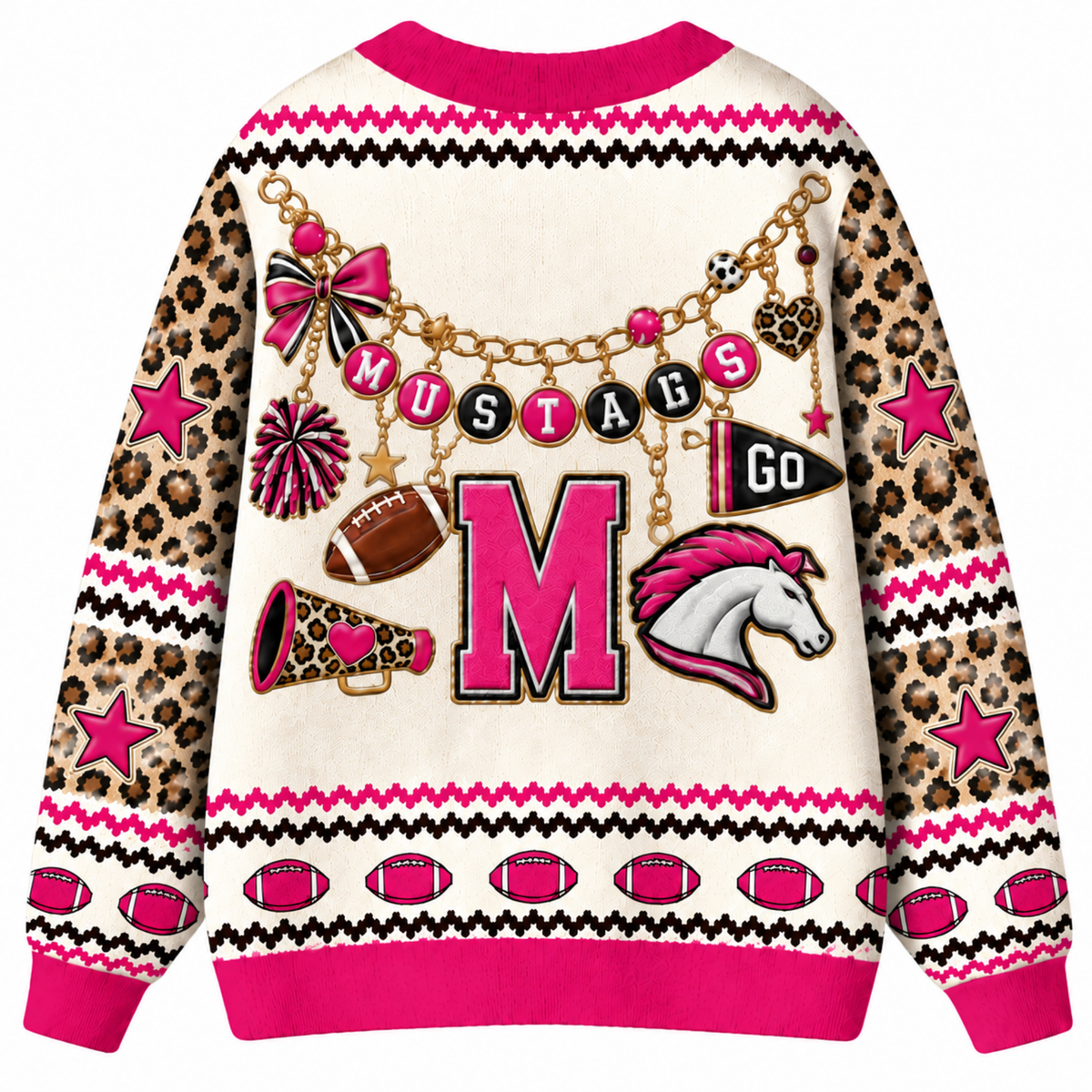 Chaotic Club Custom Mascot Leopard Charm Game Day Cardigan