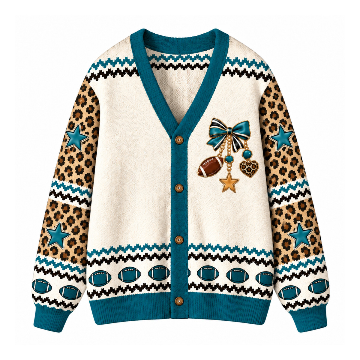 Chaotic Club Custom Mascot Leopard Charm Game Day Cardigan