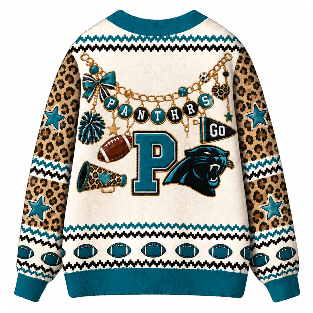 Chaotic Club Custom Mascot Leopard Charm Game Day Cardigan
