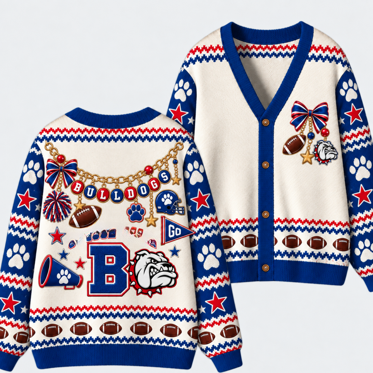 Chaotic Club Custom Mascot Leopard Charm Game Day Cardigan