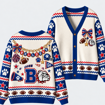Chaotic Club Custom Mascot Leopard Charm Game Day Cardigan