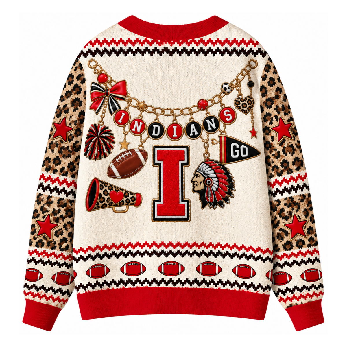 Chaotic Club Custom Mascot Leopard Charm Game Day Cardigan