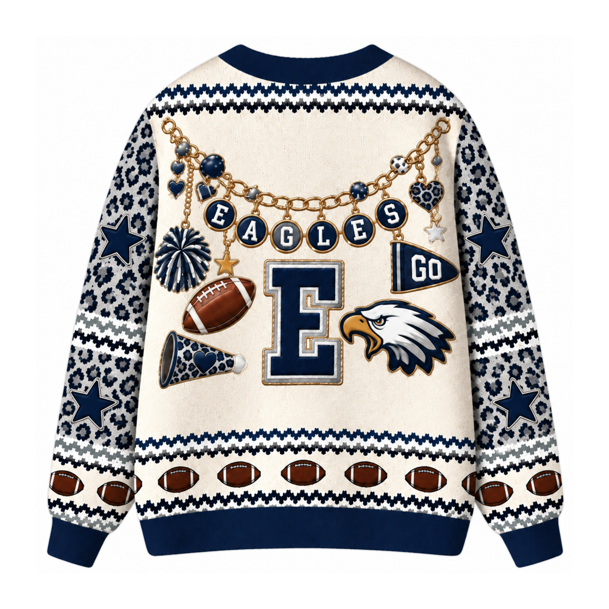 Chaotic Club Custom Mascot Leopard Charm Game Day Cardigan